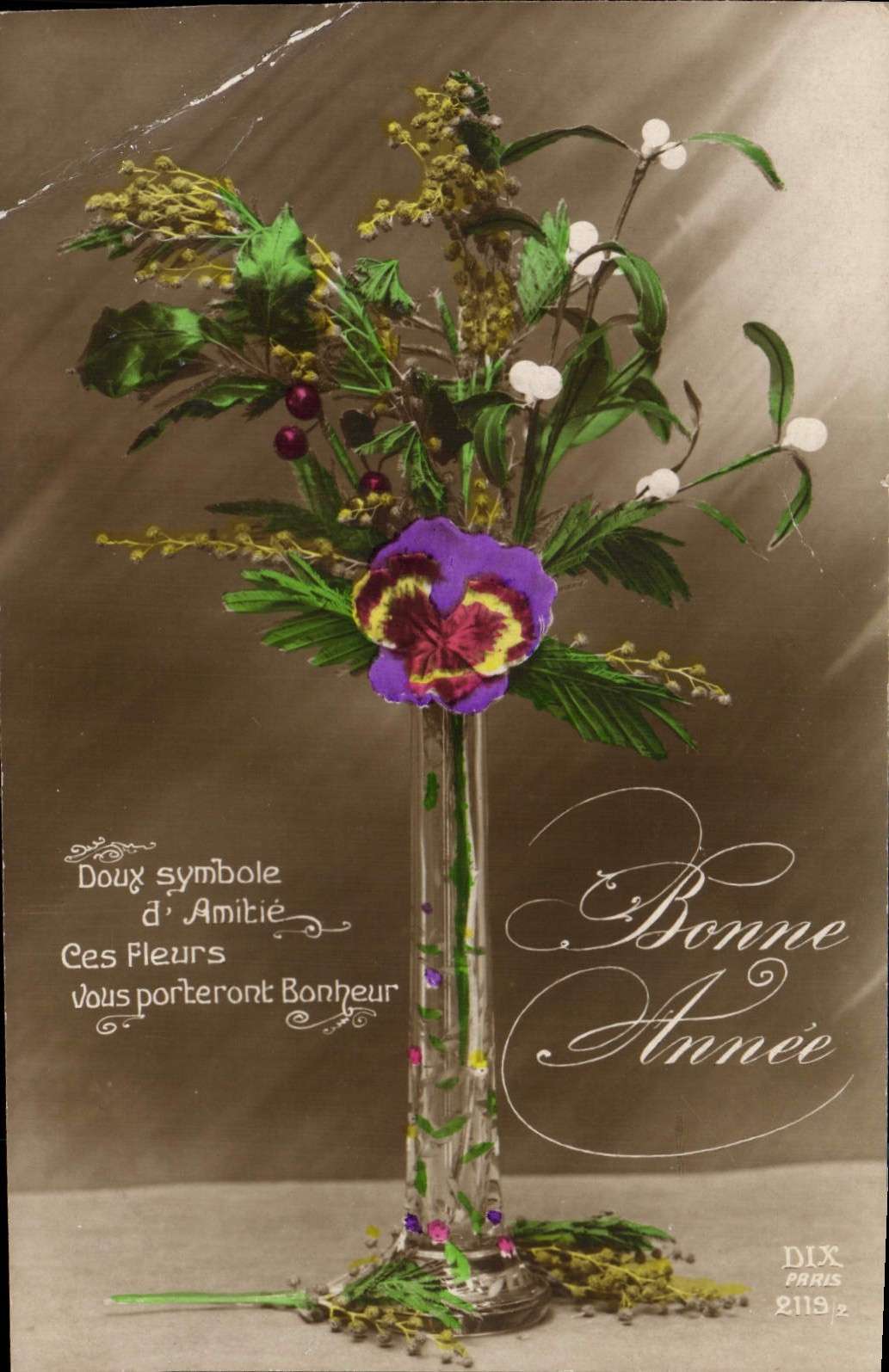 CPA Bonne Annee Fleurs