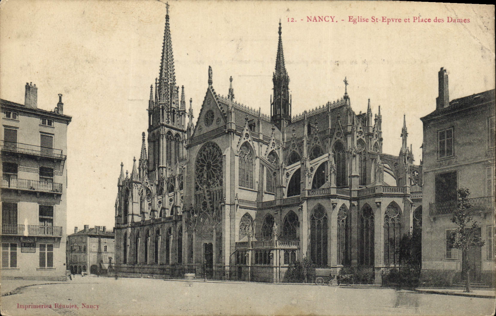 CPA Nancy Eglise St Epevre et Place des Dames 