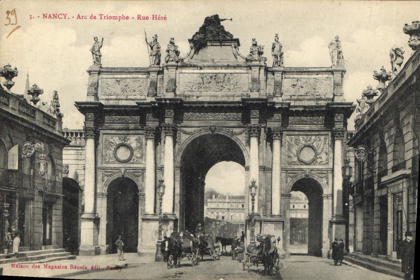 CPA Nancy Arc de Triomphe Rue Here 
