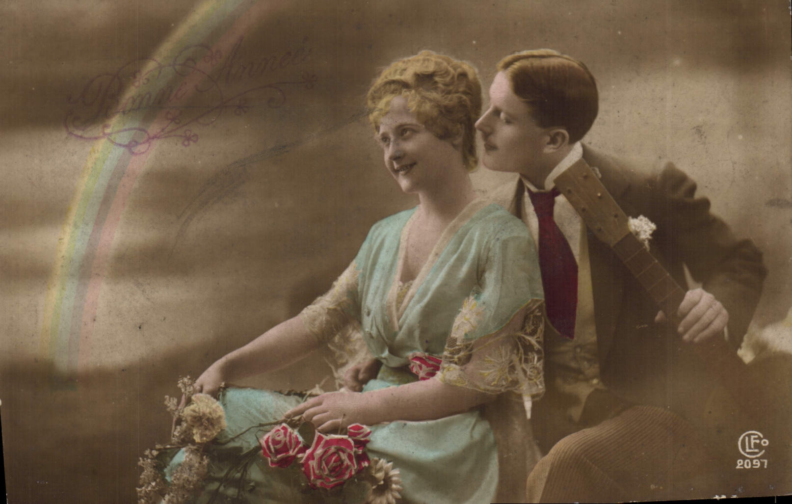 CPA Bonne Annee Femme