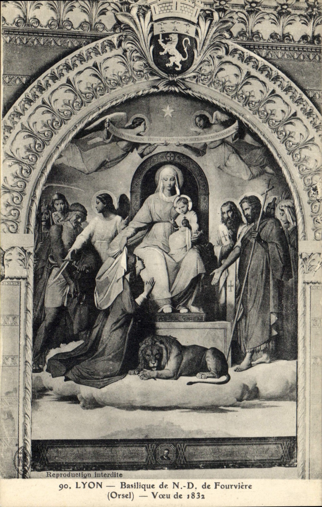 CPA Lyon Basilique de ND de Fourviere Orsel Voeu de 1832 Lion