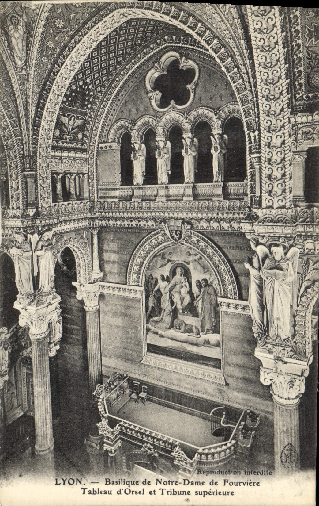 CPA Lyon Basilique de Notre Dame de Fourviere Tableau d'Orsel et Tribune superieure