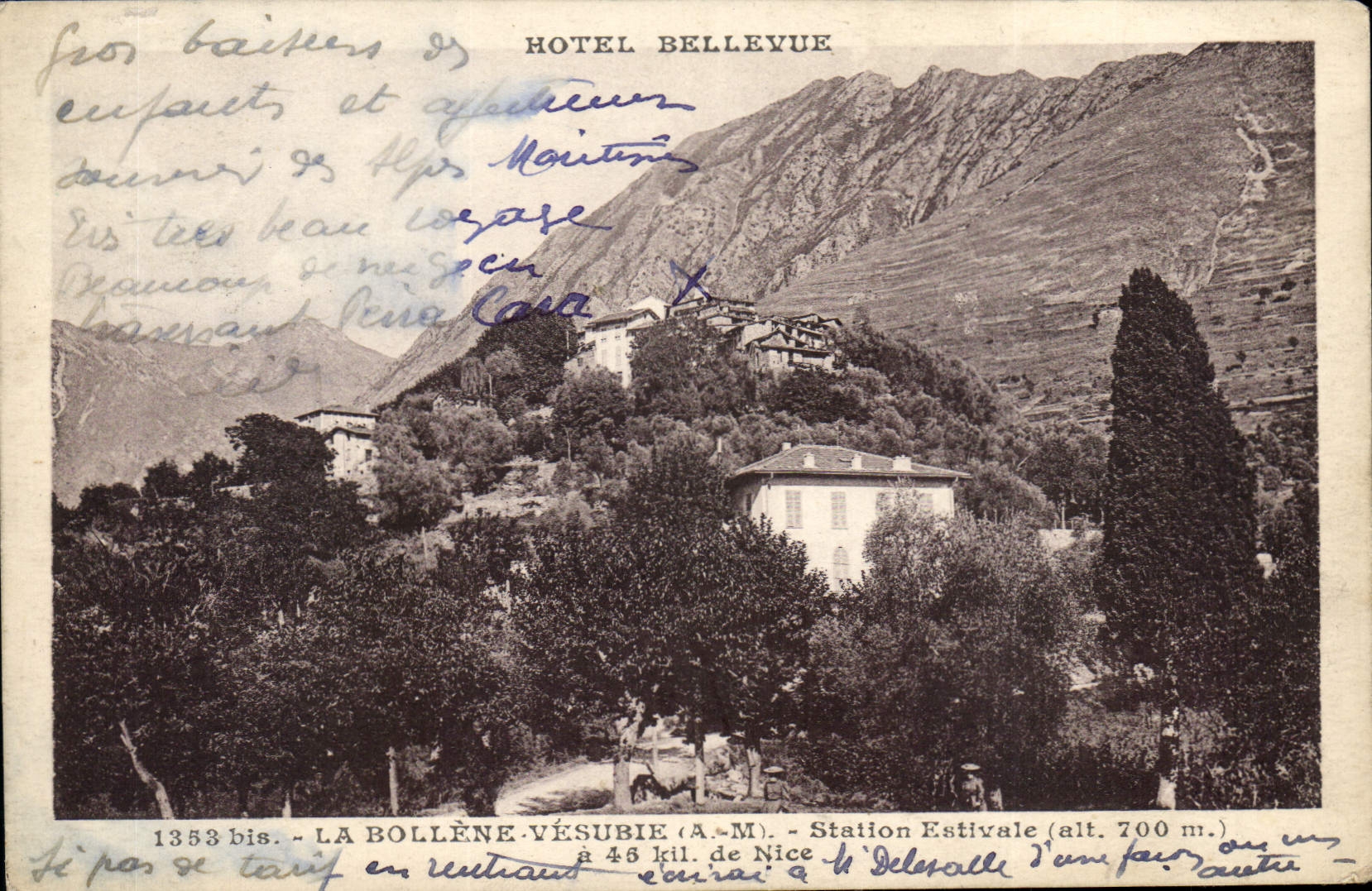 CPA Hotel Bellevue La Bollene Vesubie AM Station Estivale 