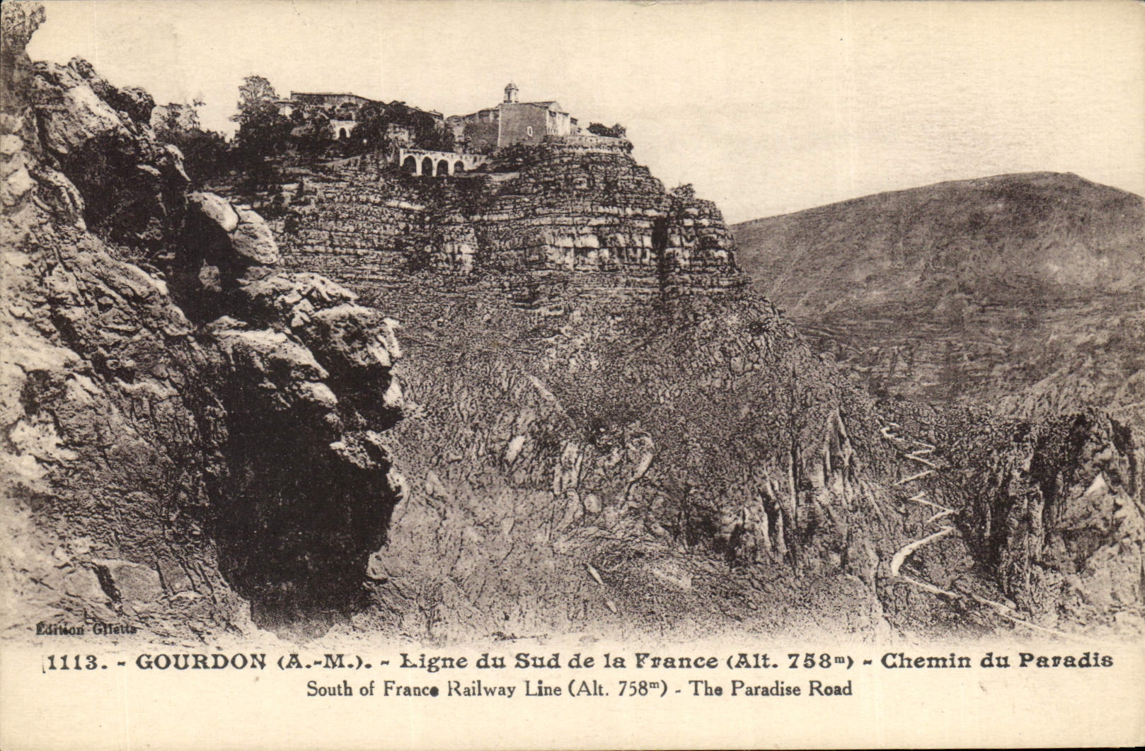 CPA Gourdon AM Ligne du Sud de la France Chemin du Paradis 