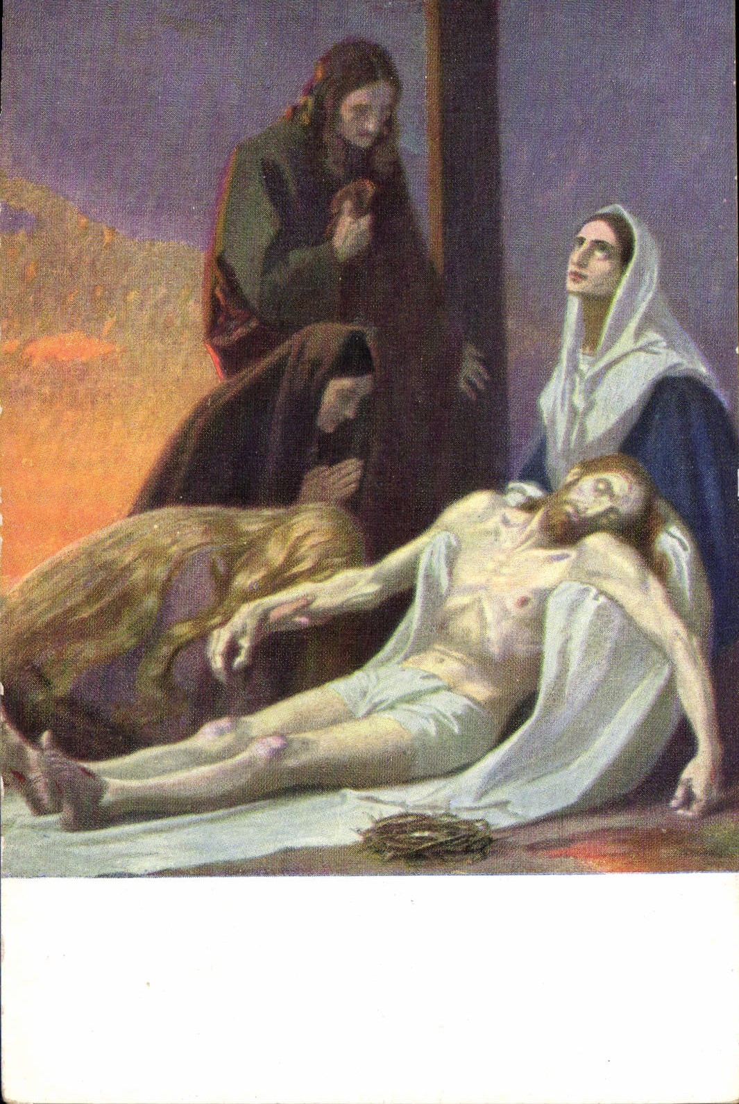 CPA XIII Station Jesus wird vom Kreuze herabs genommen und auf den Schor Mariens gelegt 
