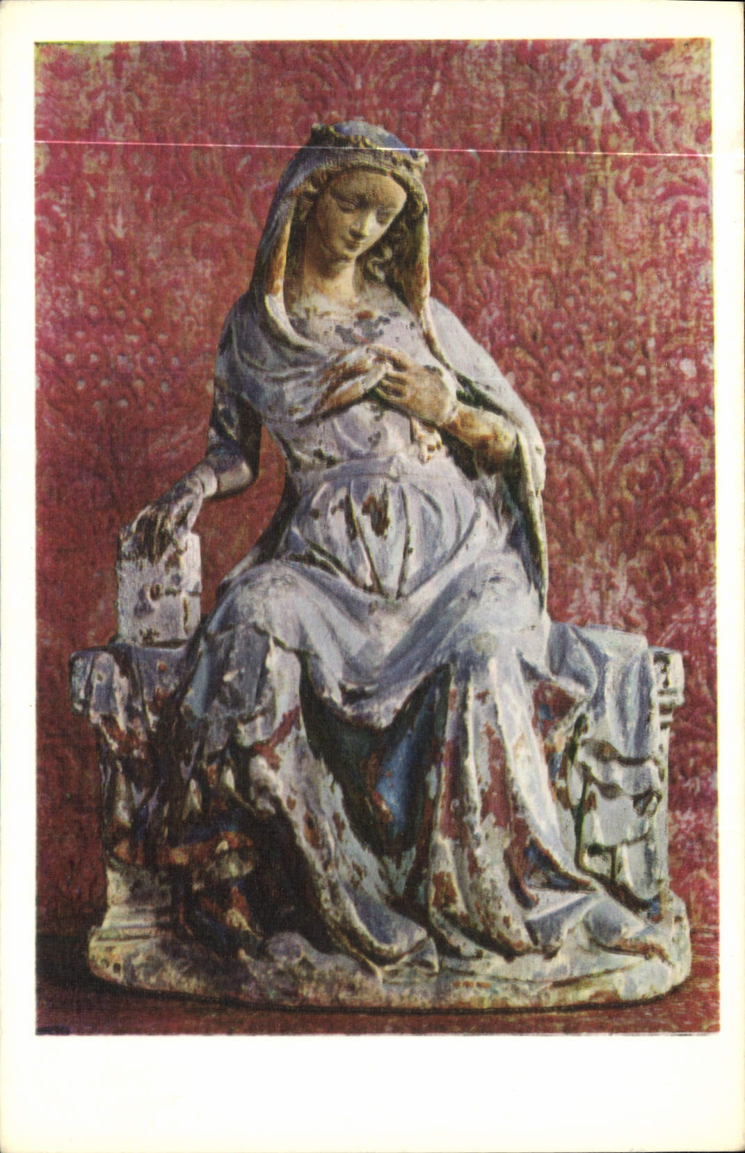 CPA Painted limestone statuette French XIV century Virgin of the Annunciation