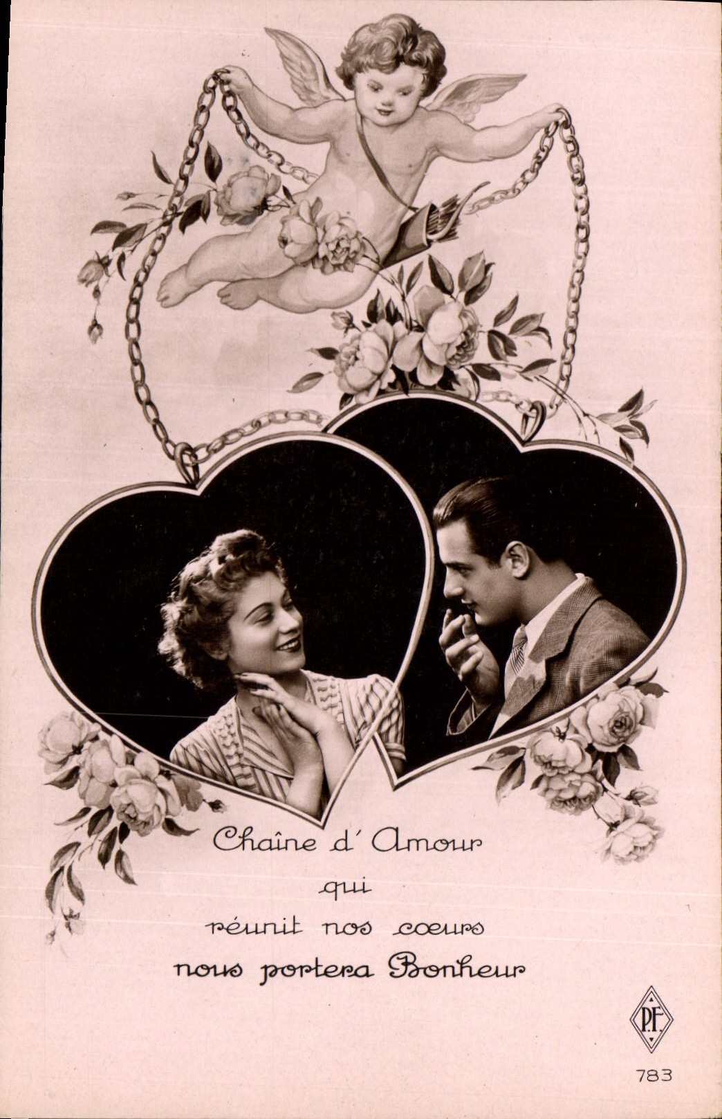 CPA Chaine d'Amour qui reunit nos coeurs Femme