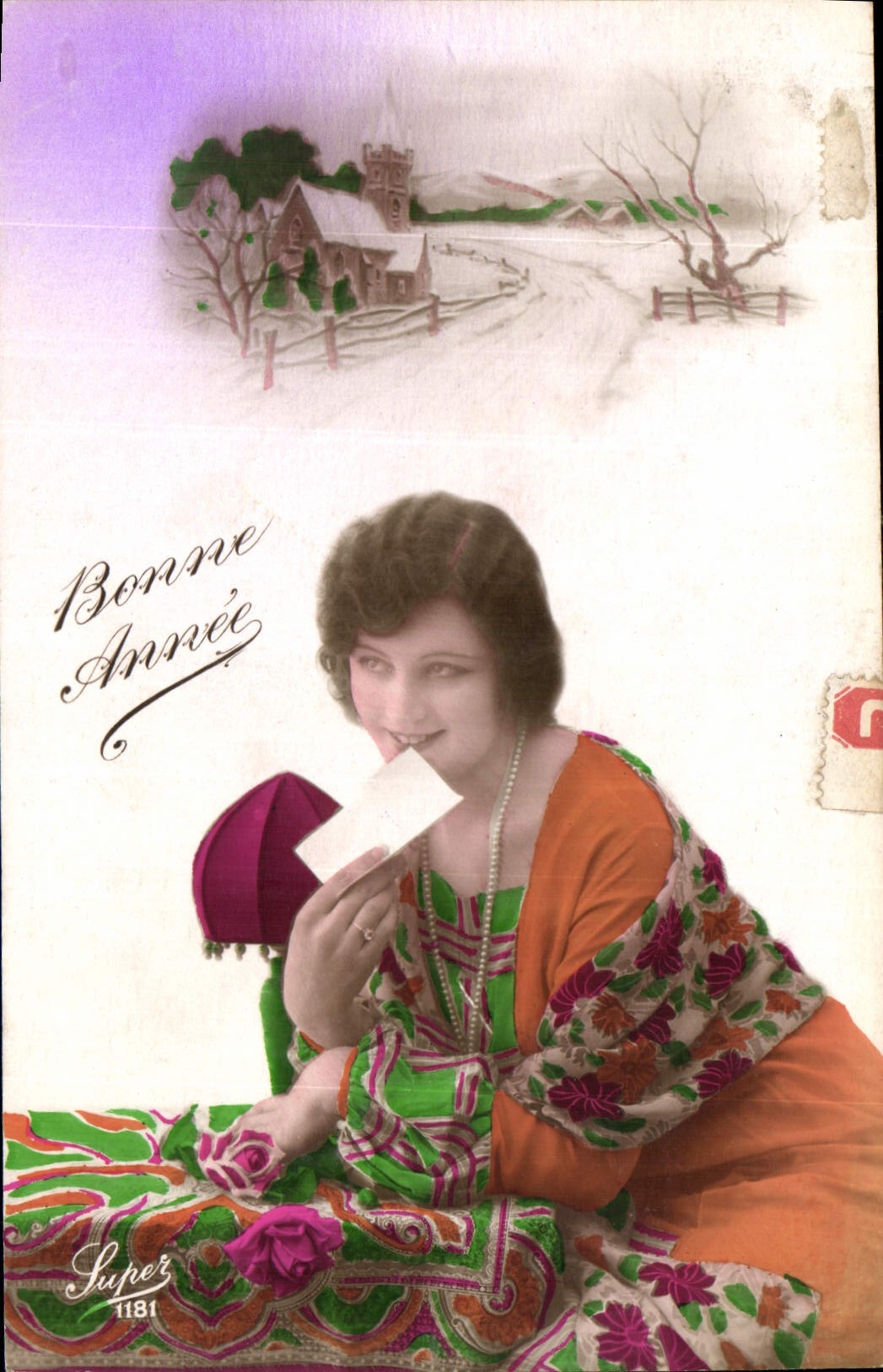 CPA Bonne Annee Femme