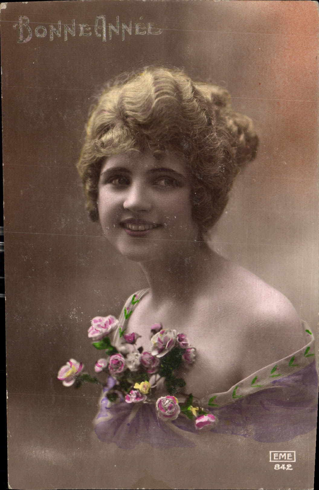 CPA Bonne Annee Femme