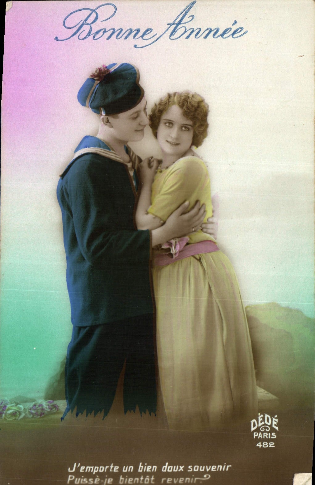 CPA Bonne Annee Femme Marin