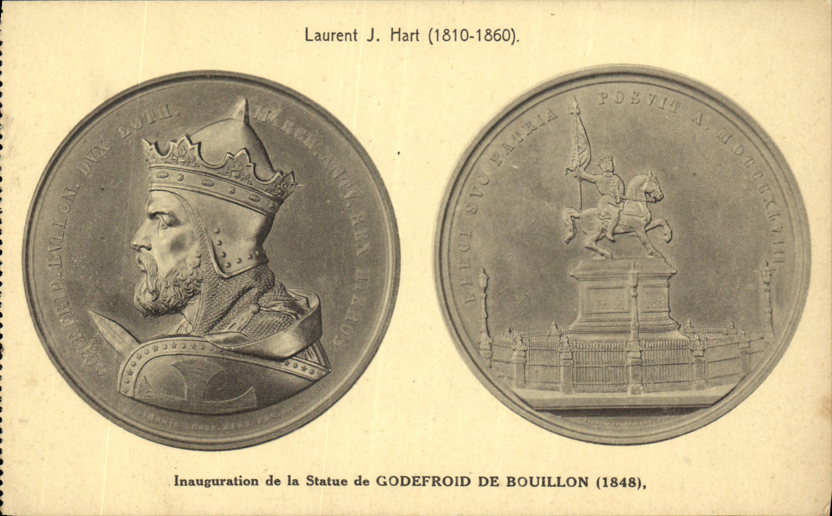 CPA Laurent J Hart Inauguration de la Statue de Godefroid de Bouilllon Medailles