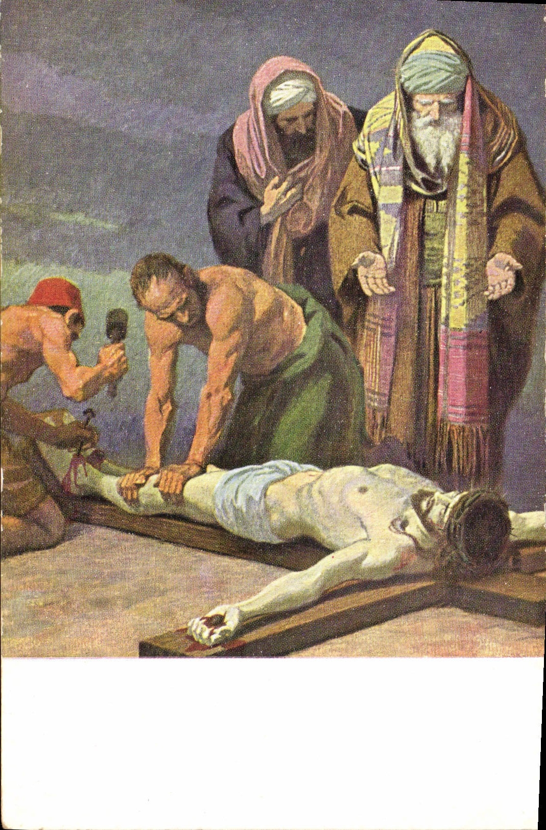 CPA XI Station Jesus wird ans Kreuz genagelt