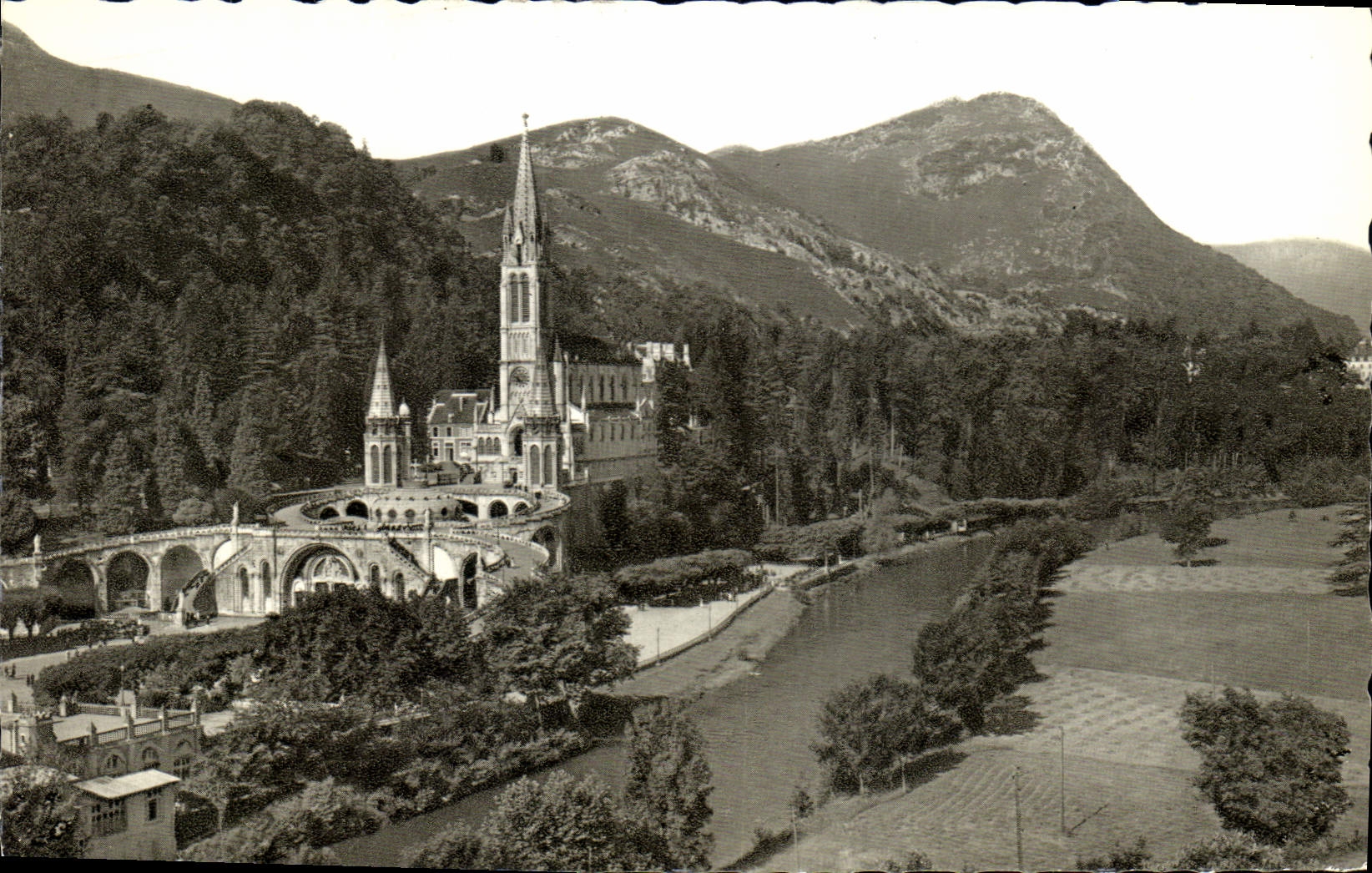 CPA Lourdes La Basilique et le Gave 