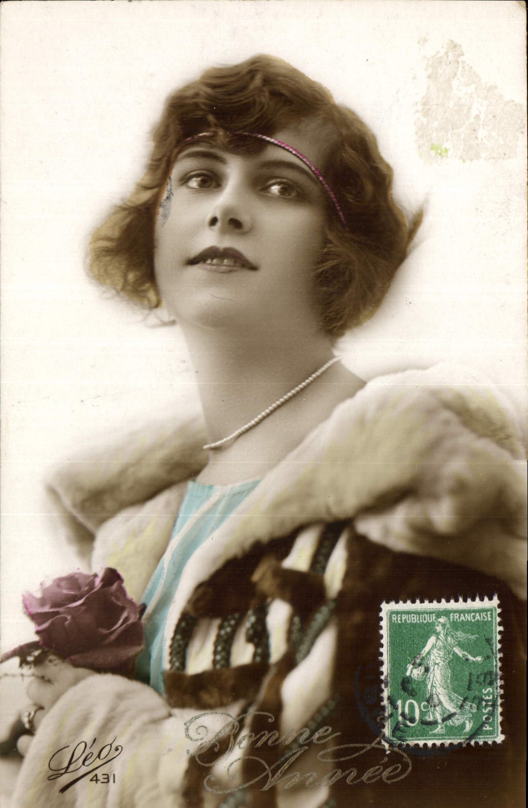 CPA Bonne Annee Femme