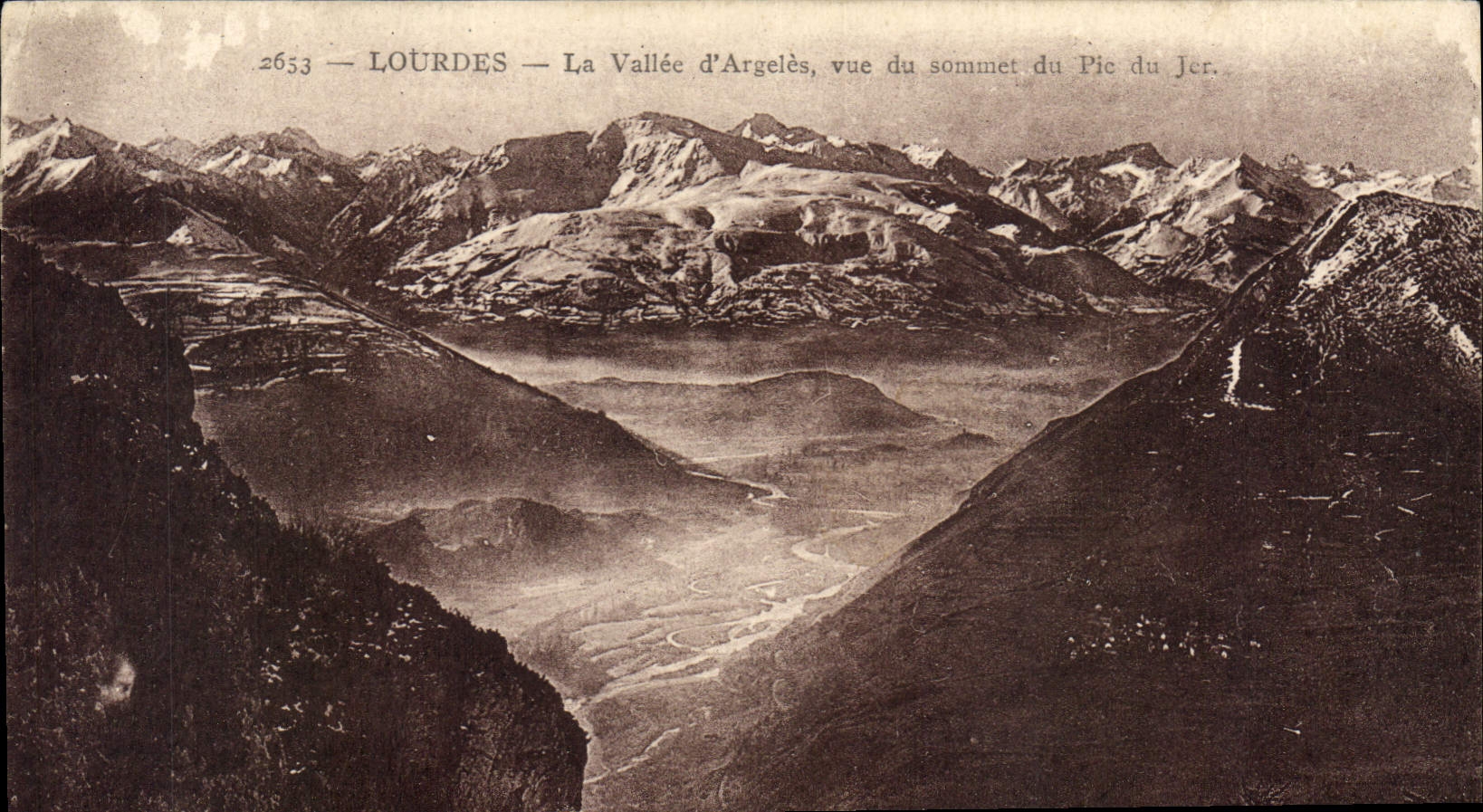 CPA Lourdes La Vallee d'Argeles vue du sommet du Pic du Jer 