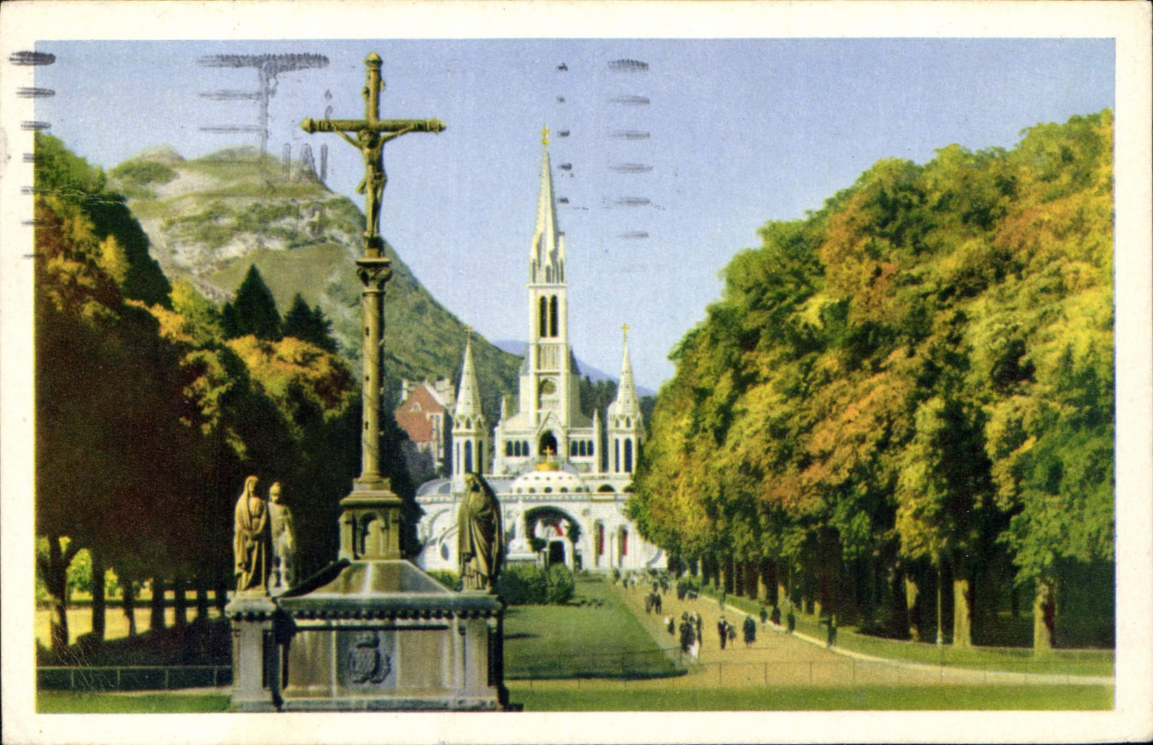 CPA Lourdes Calvaire breton et Basilique 