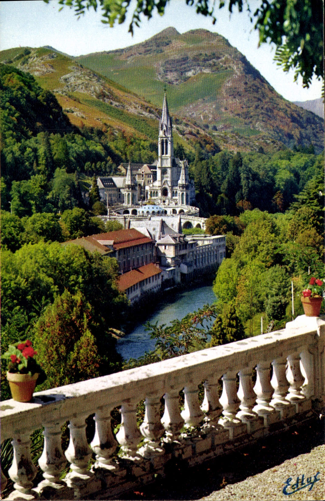 CPA Lourdes La Basilique et le Gave 