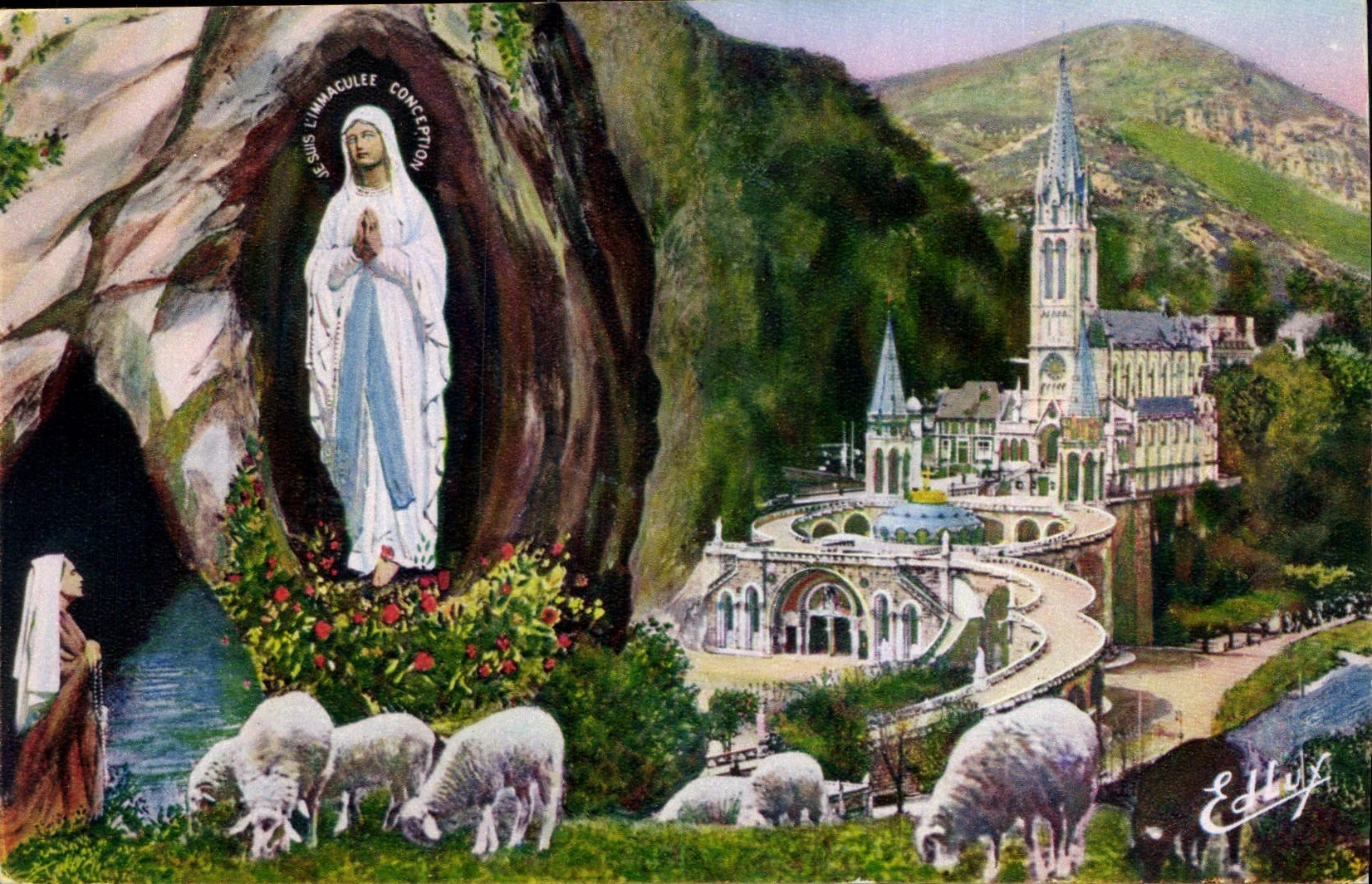CPA Lourdes La Basilique et l'Apparition 