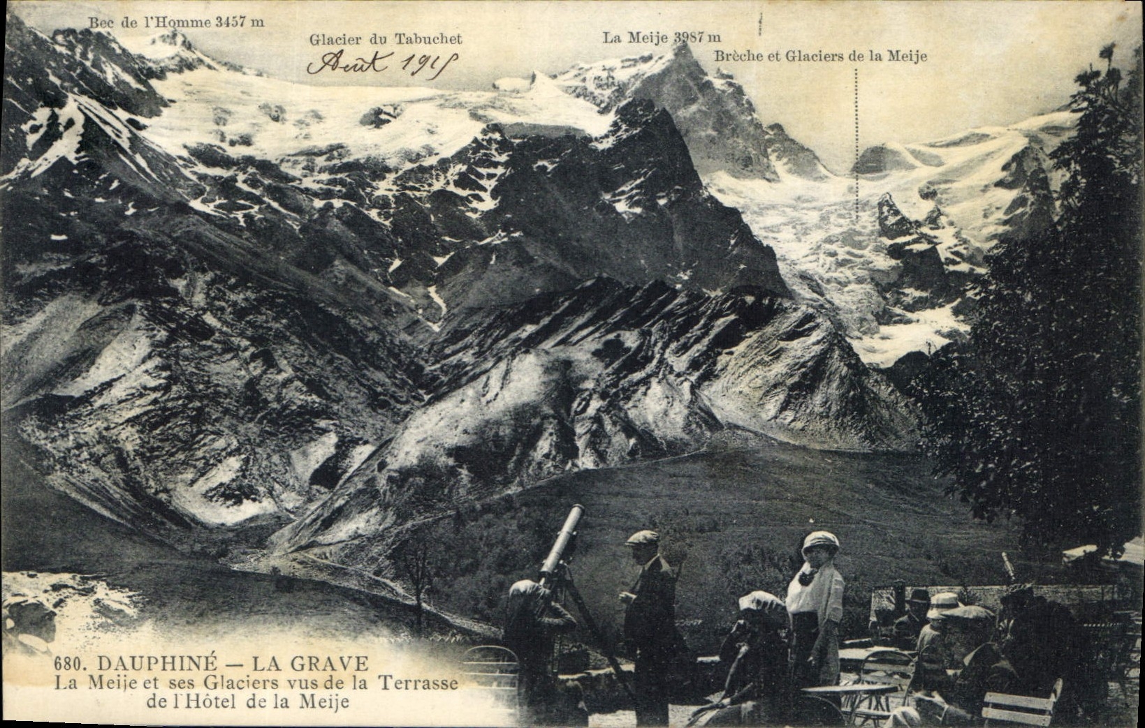 CPA Dauphine La Grave La meije et ses Glaciers sus de la Terrasse de l'Hotel de la Meije 
