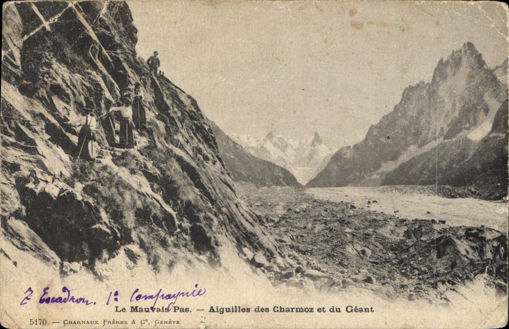 CPA Le Mauvais Pas Aiguilles des Charmoz et du Geant 