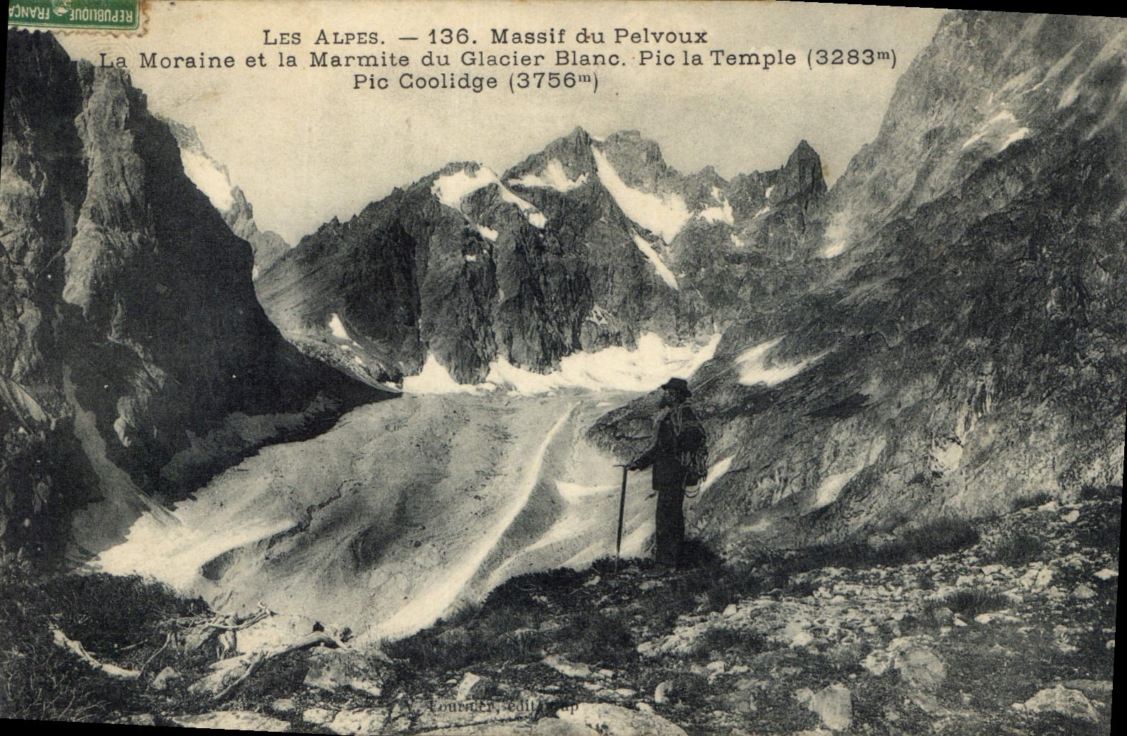 CPA Les Alpes Massif de Pelvoux La Morraine et le Marmite du Glacier Blanc Pic le Temple 3283 m Pre