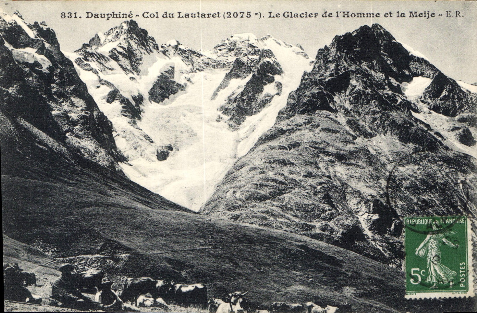 CPA Dauphine Col du Lautaret 2075 m Le Glacier de l'Homme et la Meije 