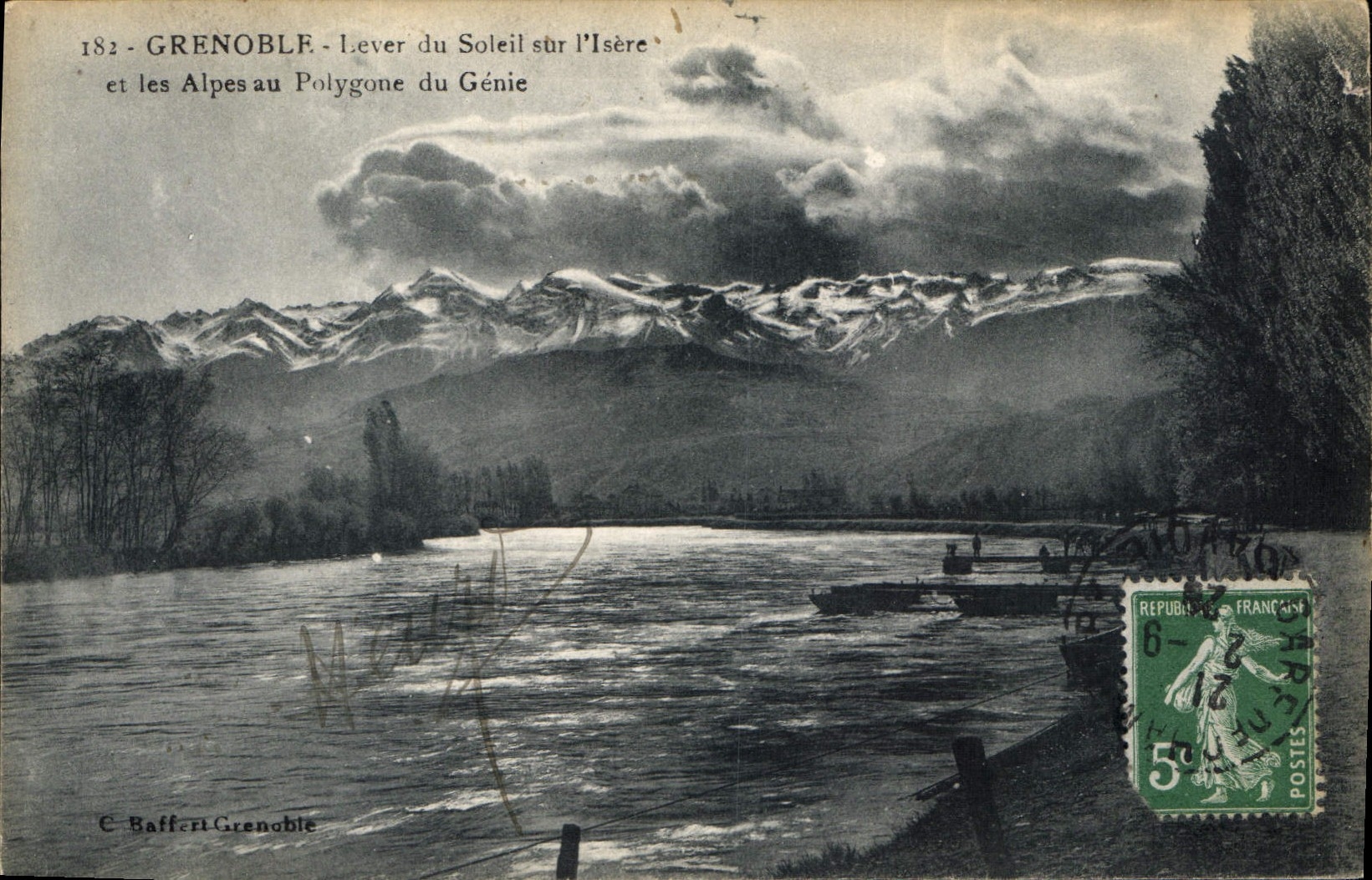 CPA Grenoble Lever du Soleil sur l'Isere et les Alpes au Polygone du Genie 