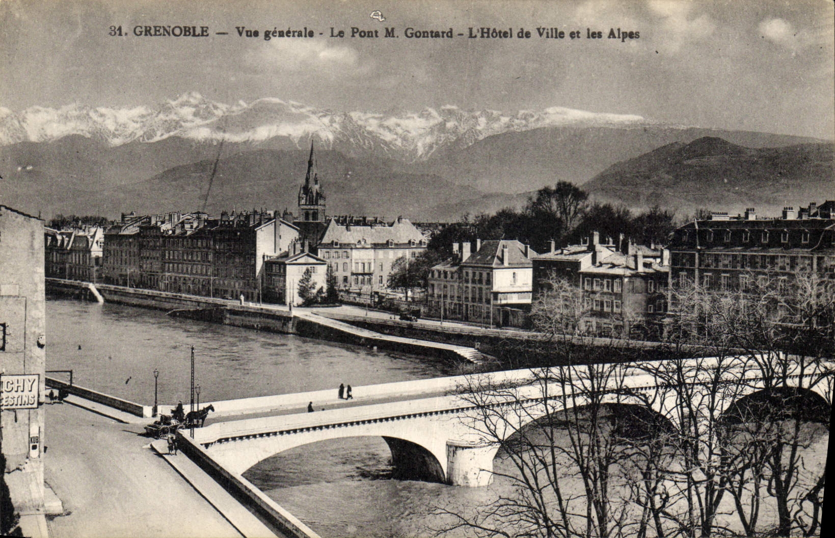 CPA Grenoble vue generale Le Pont m Gontard l'Hotel de ville et les Alpes 