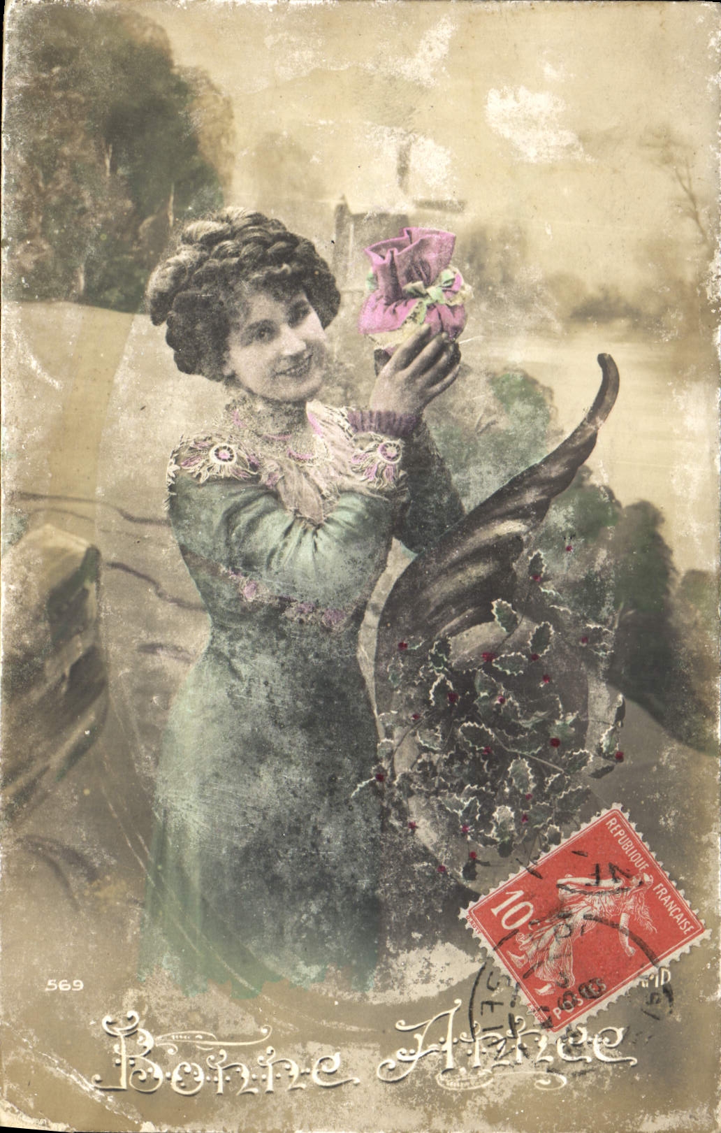CPA Bonne Annee Femme