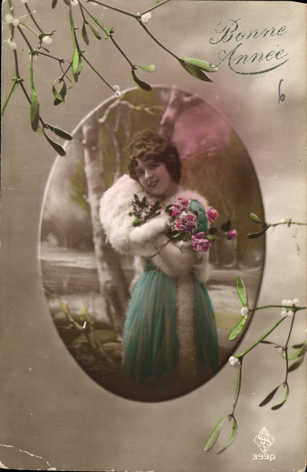 CPA Bonne Annee Femme