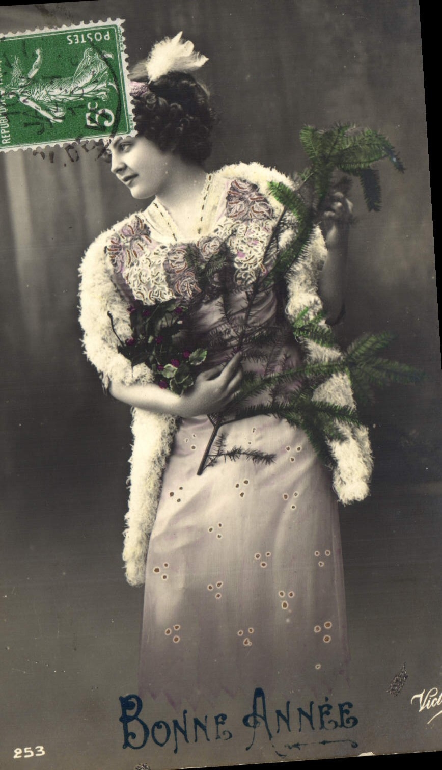 CPA Bonne Annee Femme
