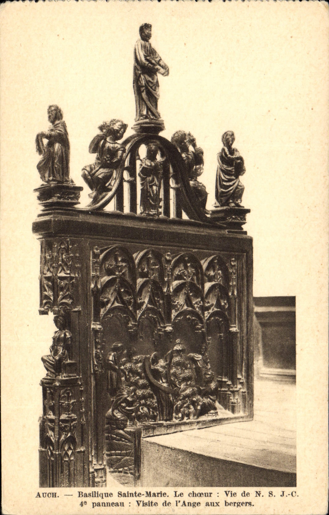 CPA Auch Basilique Sainte Marie Le Choeur Vie de NSJC  4 panneau visite de l'Argeaux bergers