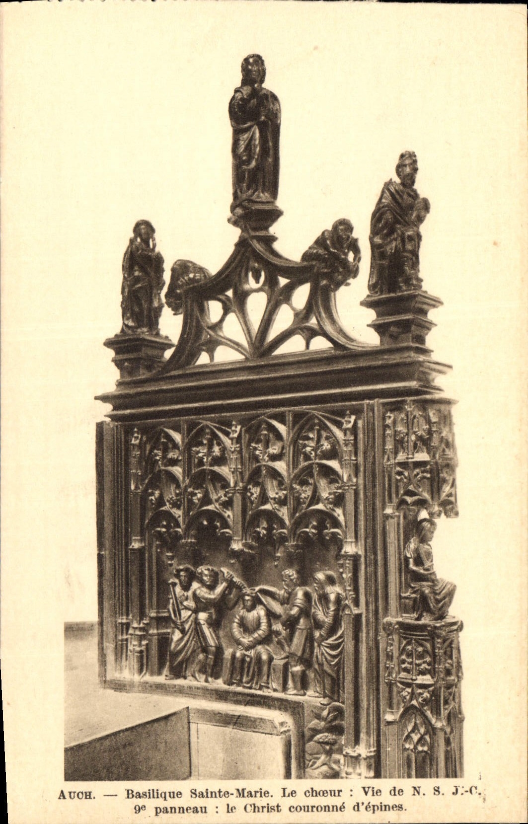 CPA Auch Basilique Sainte Marie Le Choeur Vie de NSJC  9 panneau le Christ couronne d'epines