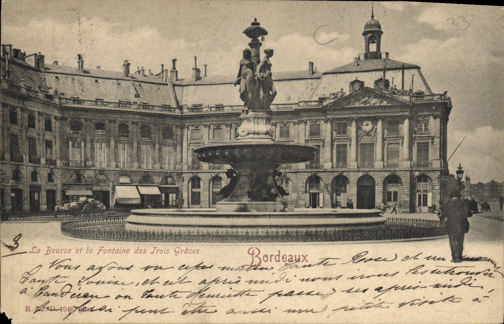 CPA Bordeaux La Bourse et la Fontaine des Trois Graces 