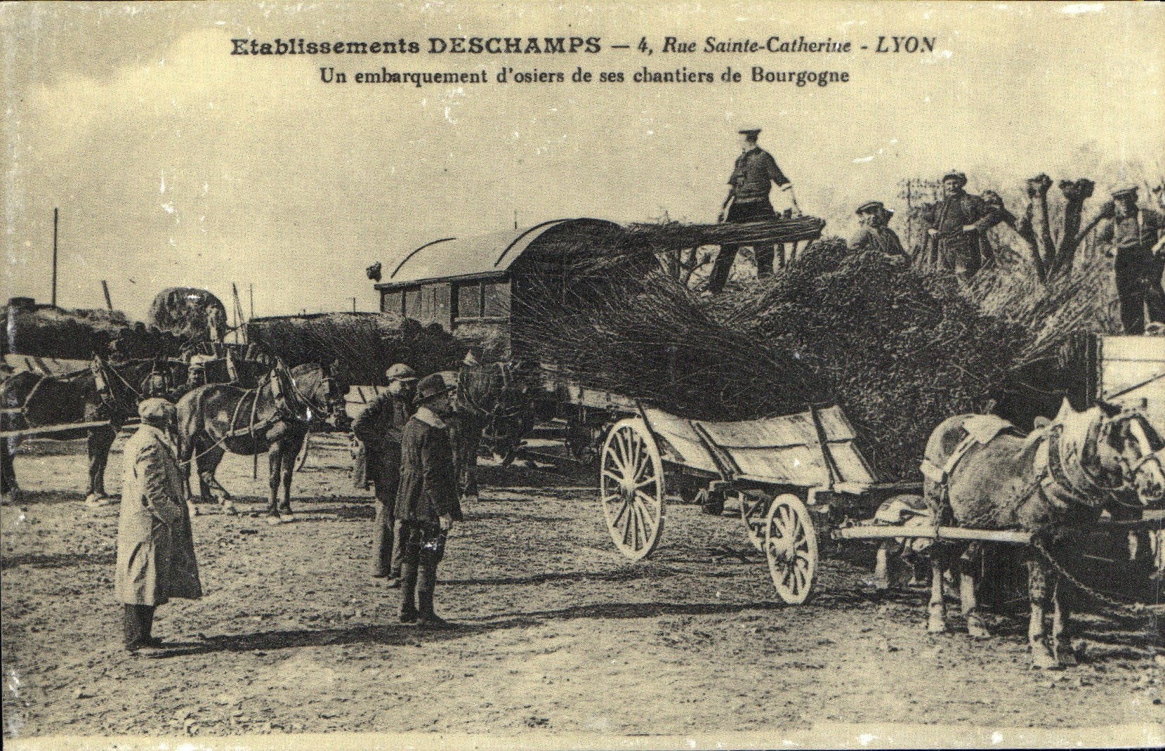 REPRO Etablissements Deschamps Rue Sainte Catherine Lyon un embarquement d'Osiers de ses Chantiers d