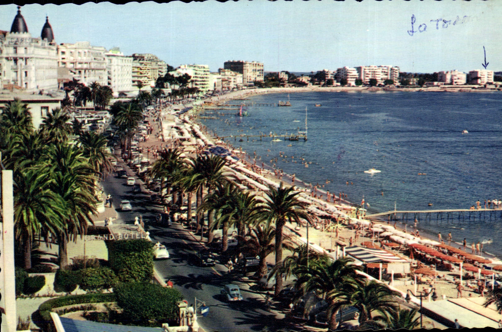 CPA Cannes Le Boulevard la Hlage et les Grands l'Hotel de la Croisette 