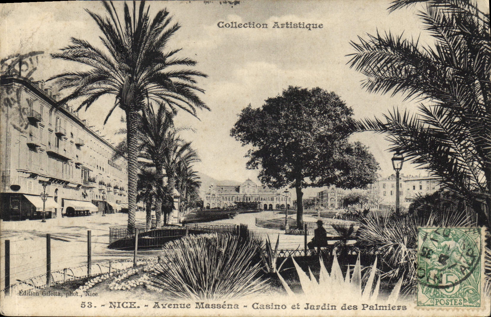 CPA Nice Avenue Massena Casino et Jardin des Palmiers 