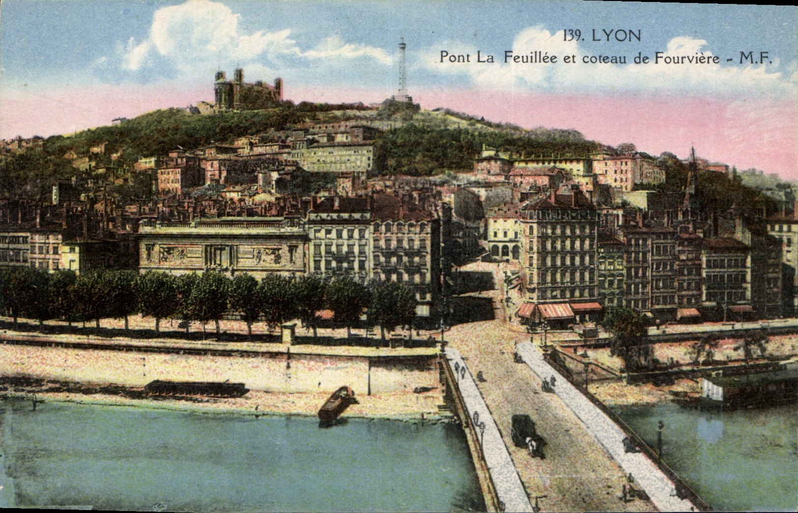 CPA Lyon Pont La Feuilee et coteau de Fourviere 
