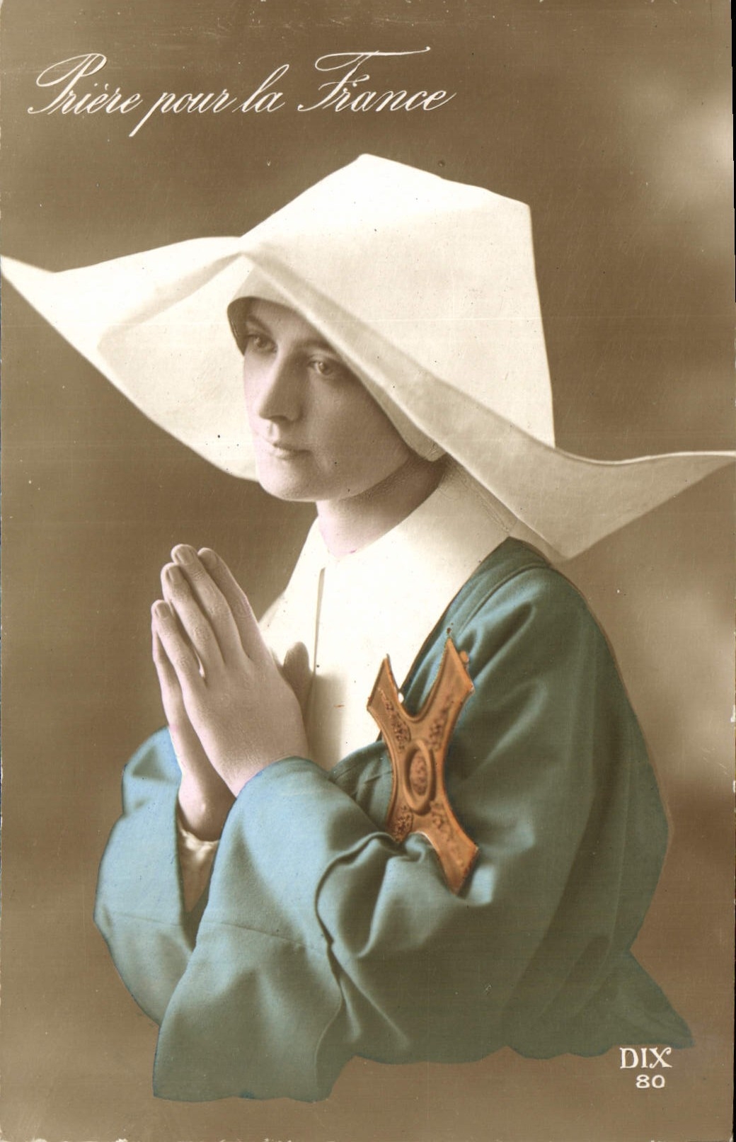 CPA Priere pour la France Religieuse Femme