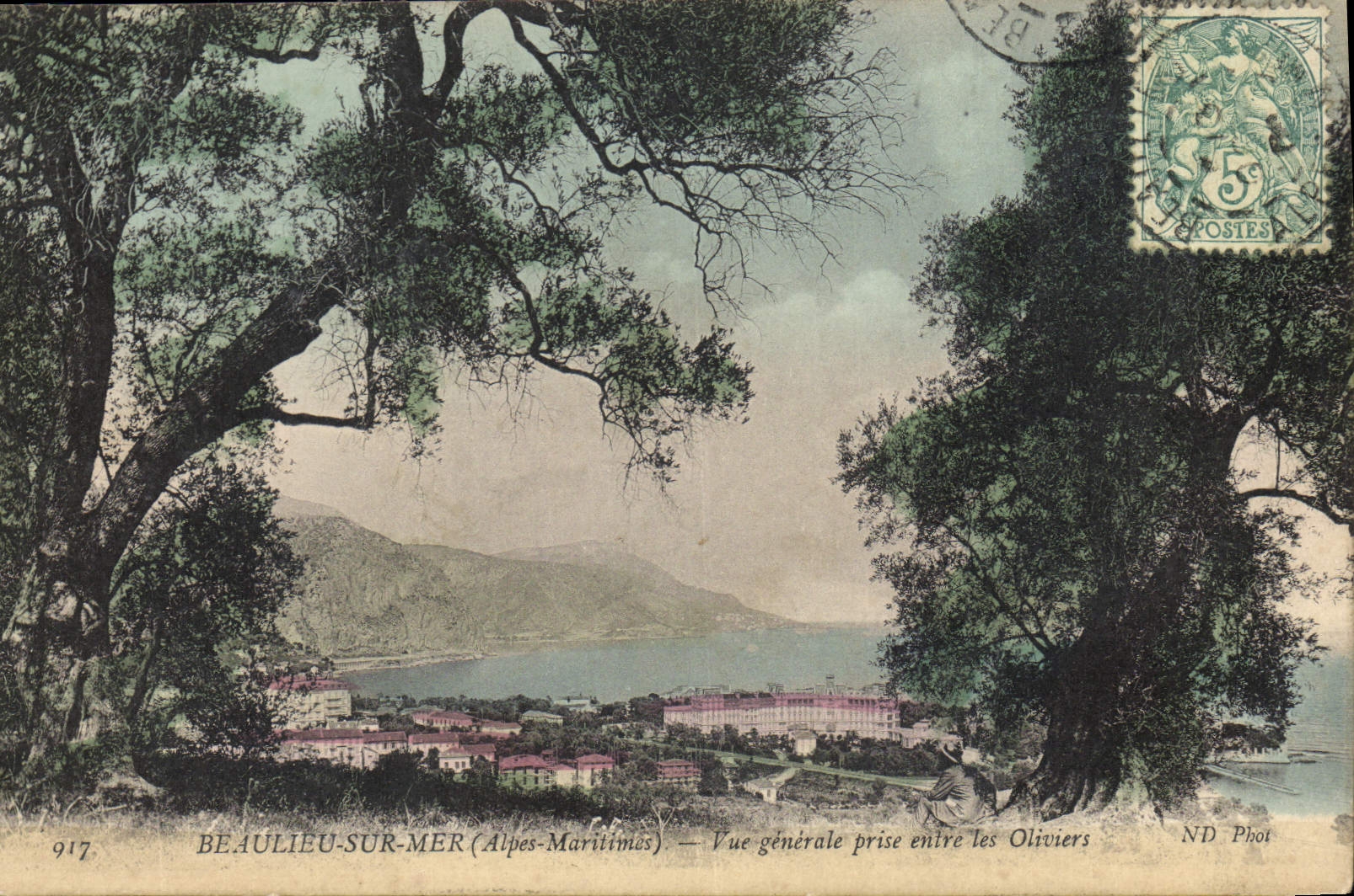 CPA Beaulieu Mer Alper Maritimes Vue Generale prise entre les Oliviers