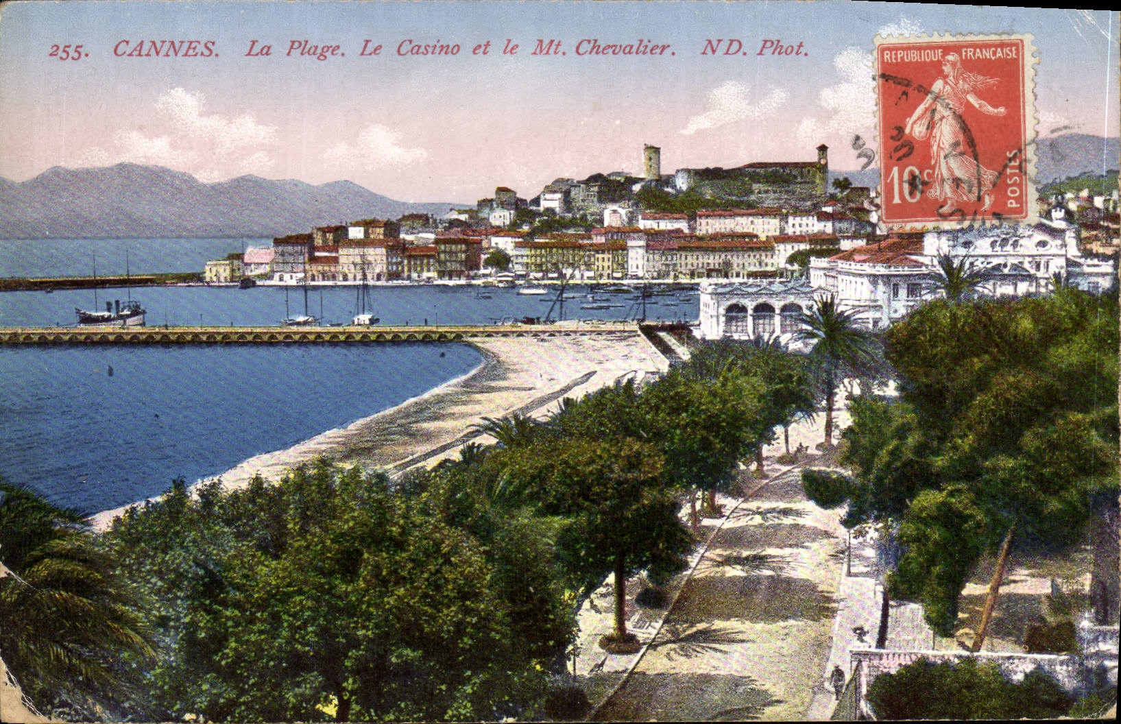 CPA Cannes La Plage Le Casino et le Mont Chevalier 