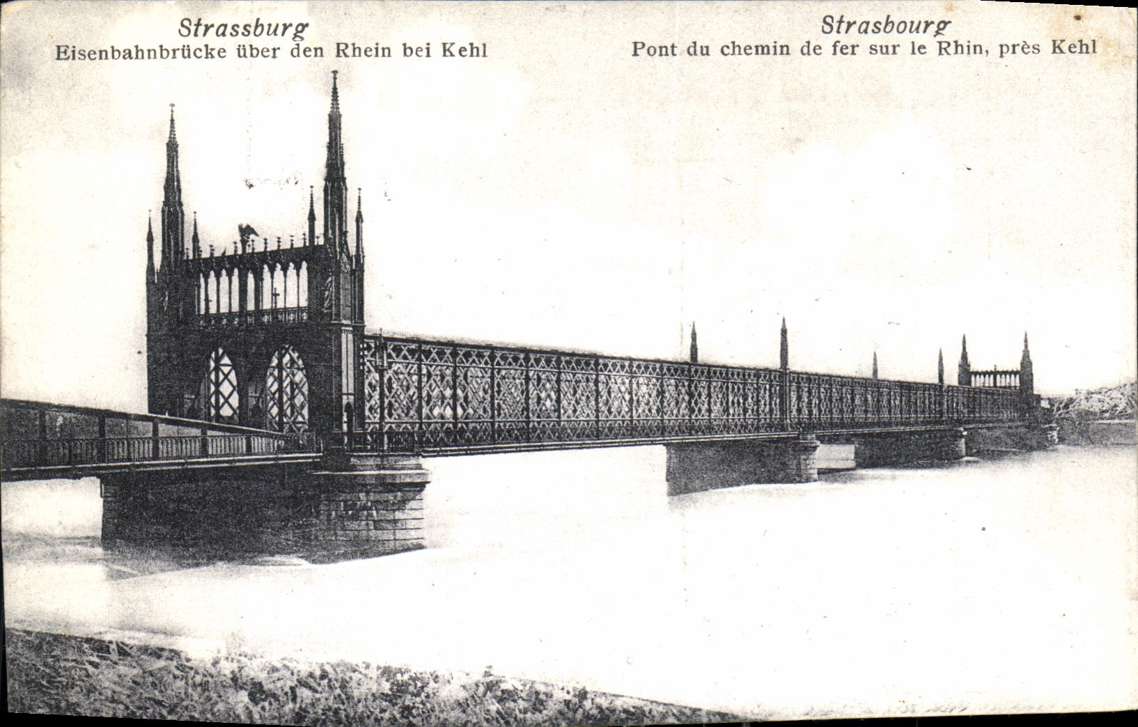 CPA Strasbourg Pont du chemin de fer sur le RHin pres kehl
