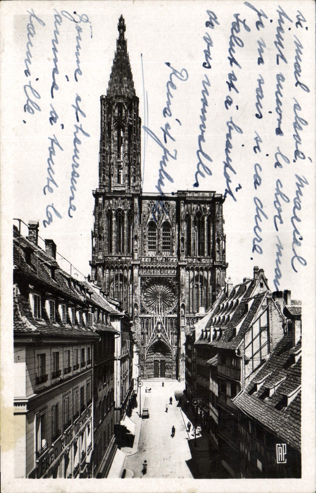 CPA Strasbourg La Cathedrale et la rue Merciere