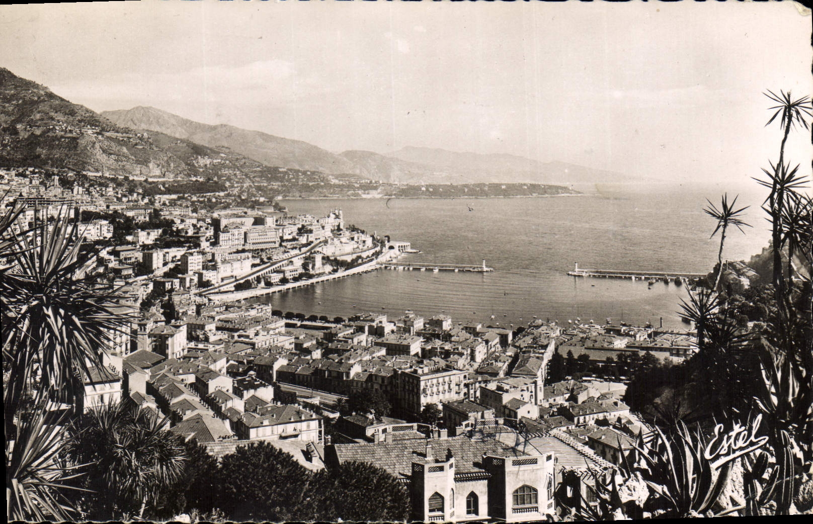 CPA Le Jardin Exotique de Monaco vue generale prise du Jardin sur le Port et la Condamine 