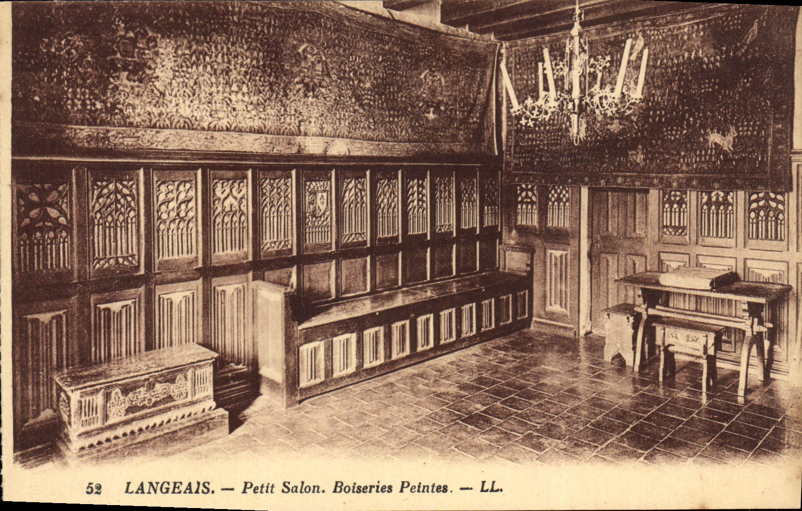 CPA Langeais Petit Salon Boiseries Peintes