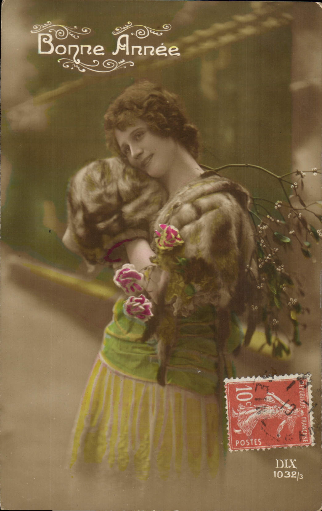 CPA Bonne Annee Femme
