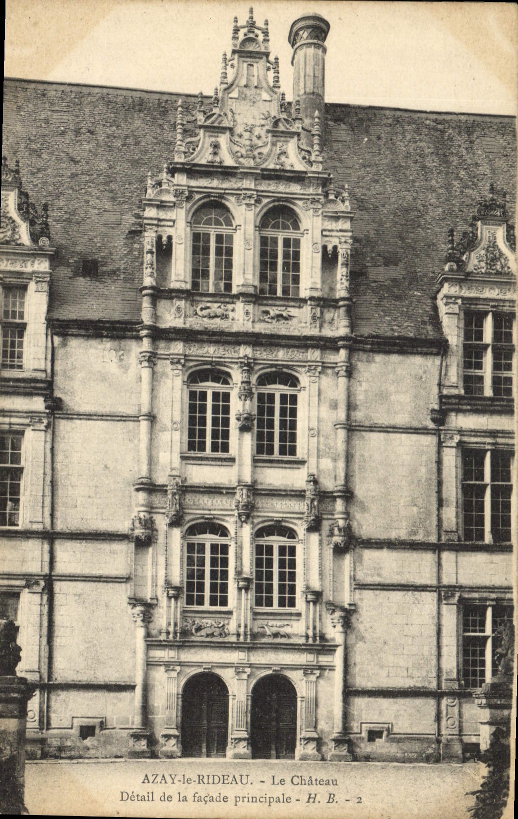CPA Azay Le Rideau Le Chateau Detail de la Facade principale