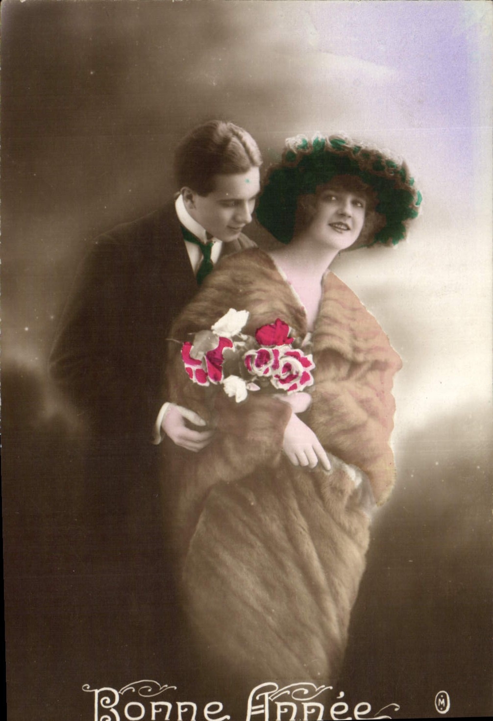 CPA Bonne Annee Femme