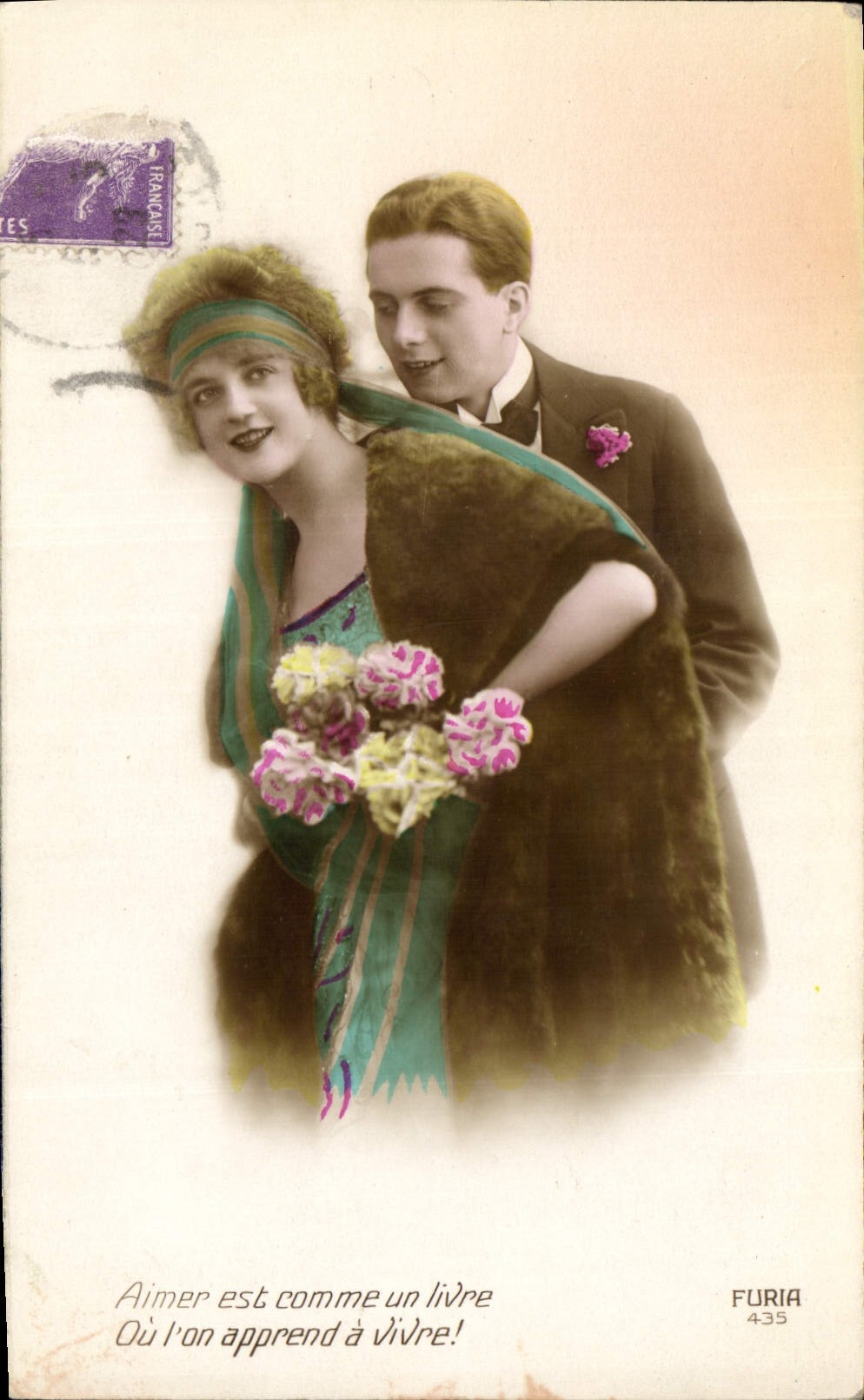 CPA Aimer est comme un livre Femme