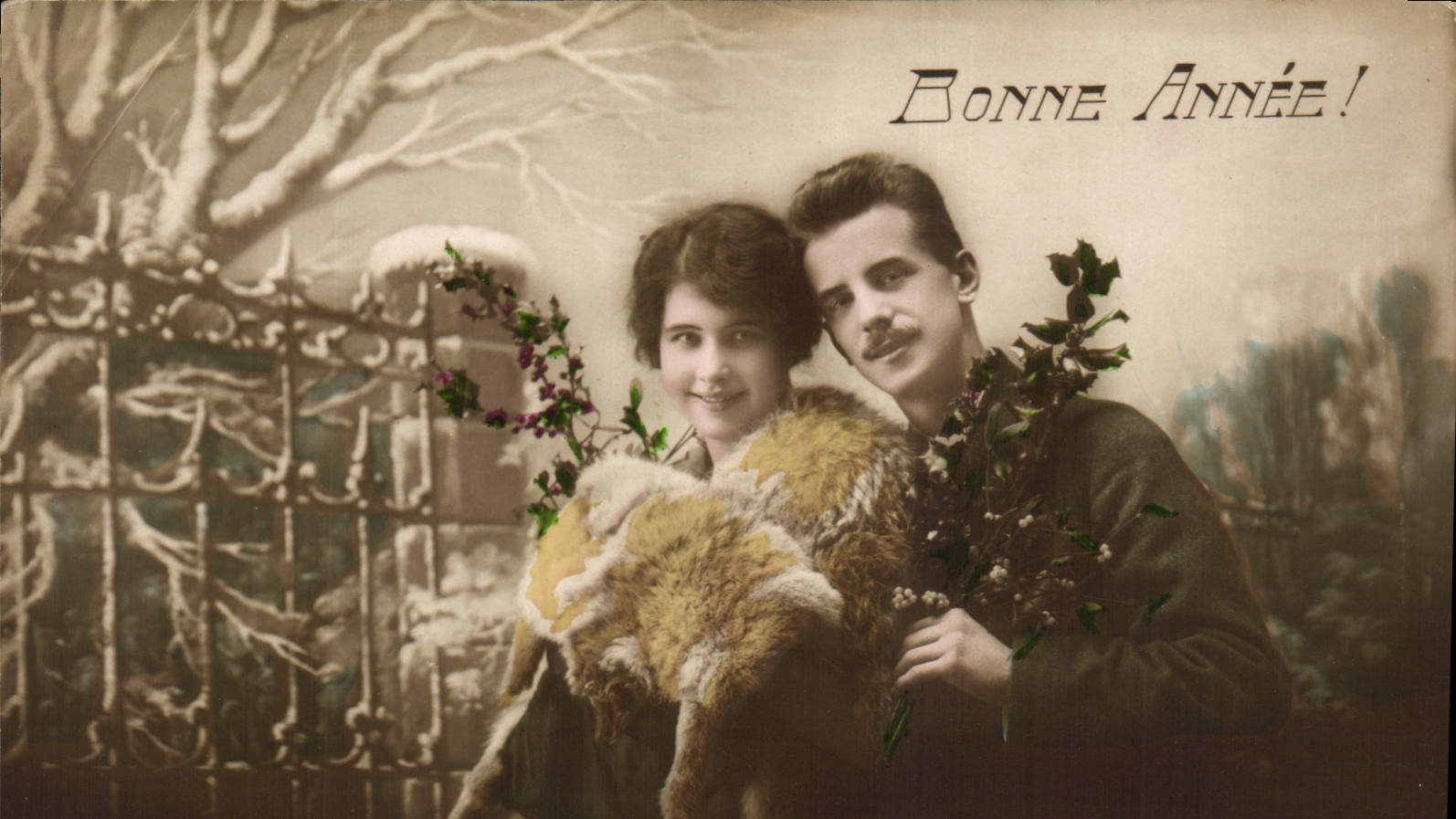 CPA Bonne Annee Femme